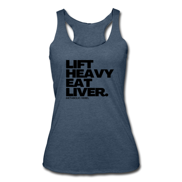 Lift Heavy.  Eat Liver. Womens Tank - heather navy